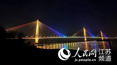 南京江心洲長江大橋夜景照明工程完成調(diào)試